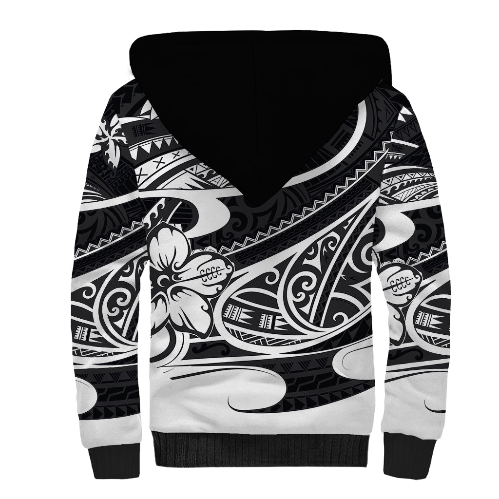 Polynesian Tribal Sherpa Hoodie Black LT6 - Polynesian Pride