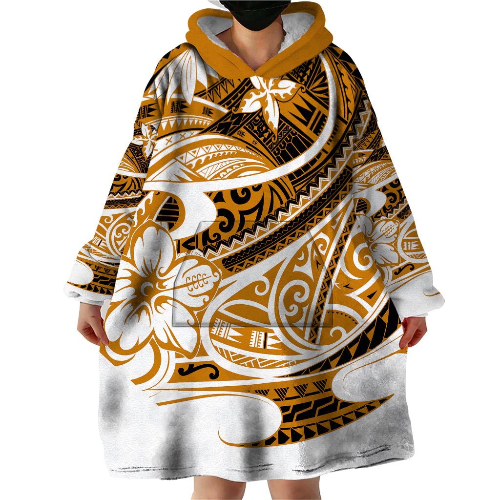 Polynesian Tribal Wearable Blanket Hoodie Gold LT6 - Polynesian Pride