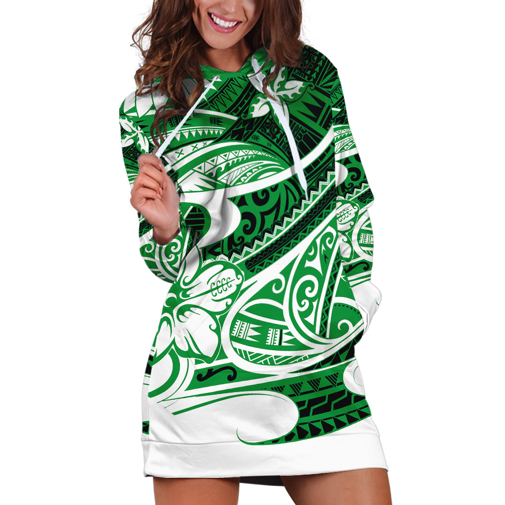 Polynesian Tribal Hoodie Dress Green LT6 - Polynesian Pride