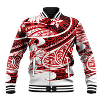 Polynesian Tribal Baseball Jacket Red LT6 Unisex Red - Polynesian Pride
