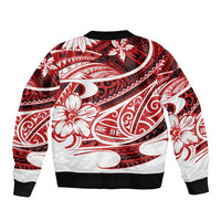 Polynesian Tribal Sleeve Zip Bomber Jacket Red LT6 - Polynesian Pride