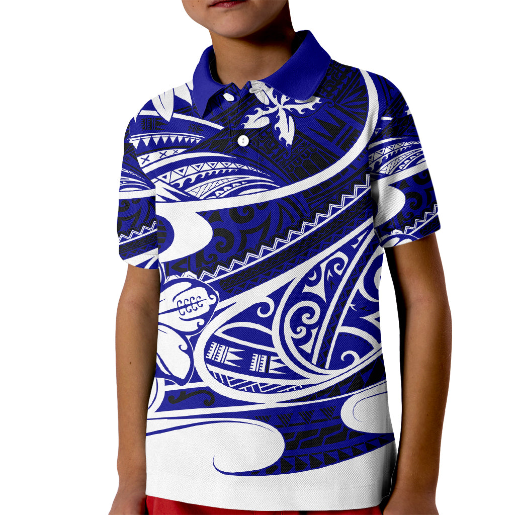 Polynesian Tribal Kid Polo Shirt Blue LT6 Kid Blue - Polynesian Pride