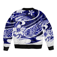 Polynesian Tribal Sleeve Zip Bomber Jacket Blue LT6 - Polynesian Pride