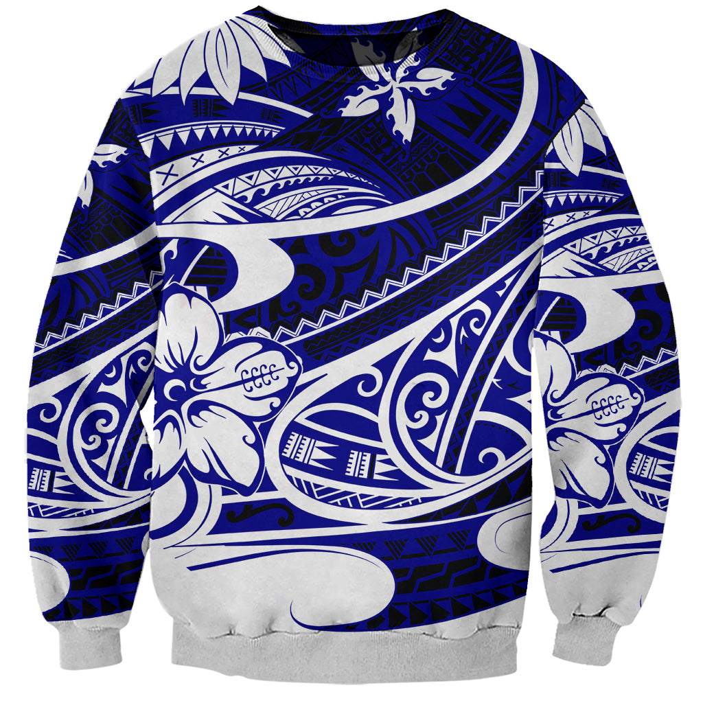 Polynesian Tribal Sweatshirt Blue LT6 Unisex Blue - Polynesian Pride