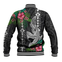 Hawaii Kakau Baseball Jacket Mix Sharks Polynesian Hibiscus LT6 - Polynesian Pride