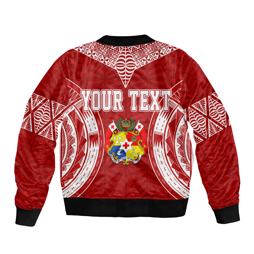 Personalised Tonga Independence Day Sleeve Zip Bomber Jacket Kupesi Pattern Mix Style LT7 - Polynesian Pride