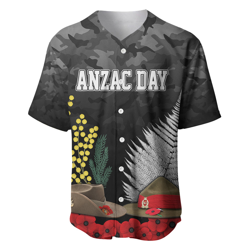 ANZAC DAY Baseball Jersey Camo Style - Slouch Hats Mix Silver Fern Golden Wattle LT7 - Polynesian Pride