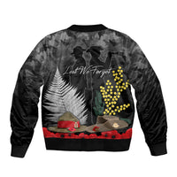 ANZAC DAY Sleeve Zip Bomber Jacket Camo Style - Slouch Hats Mix Silver Fern Golden Wattle LT7 - Polynesian Pride