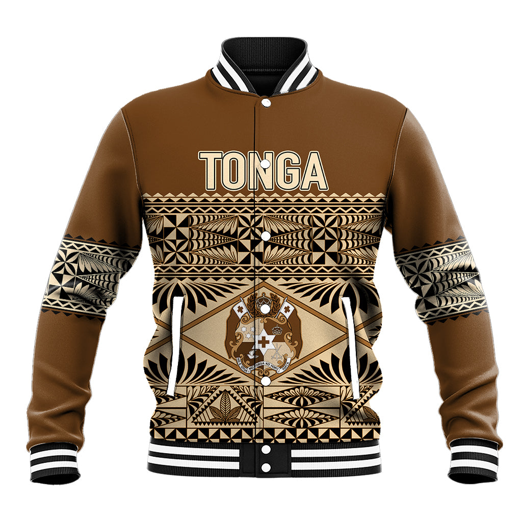 Personalised Tonga Independence Day Baseball Jacket Ngatu Tapa Style LT7 Unisex Brown - Polynesian Pride
