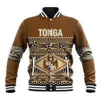 Personalised Tonga Independence Day Baseball Jacket Ngatu Tapa Style LT7 Unisex Brown - Polynesian Pride