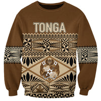 Personalised Tonga Independence Day Sweatshirt Ngatu Tapa Style LT7 Unisex Brown - Polynesian Pride