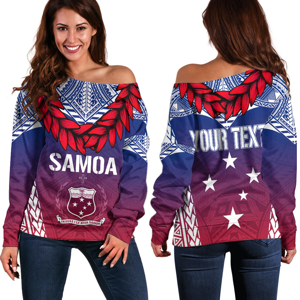 Personalised Samoa Independence Day Off Shoulder Sweater Ula Fala Gradient Color LT7 Women Art - Polynesian Pride