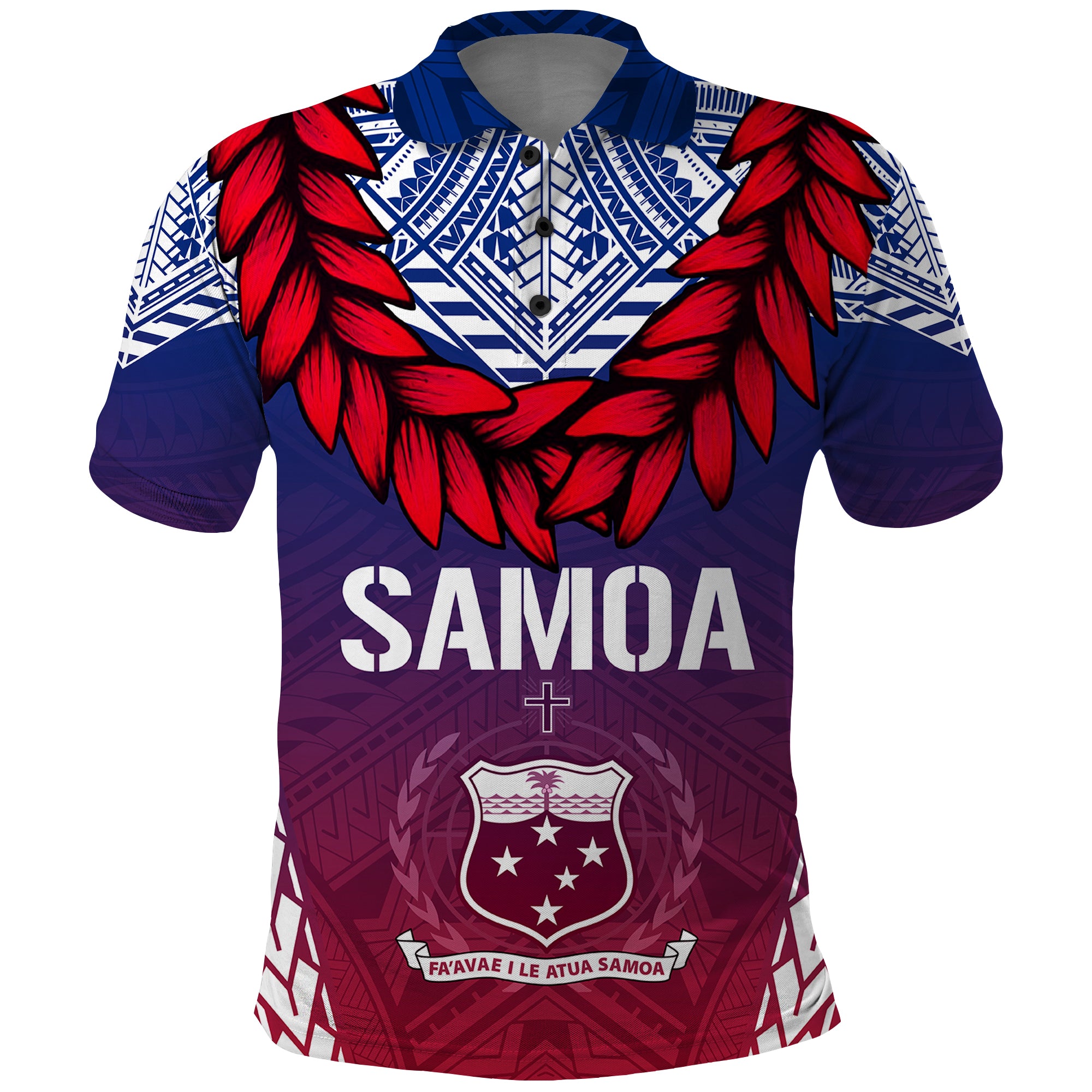 Custom Samoa Independence Day Polo Shirt Ula Fala Gradient Color LT7 Art - Polynesian Pride