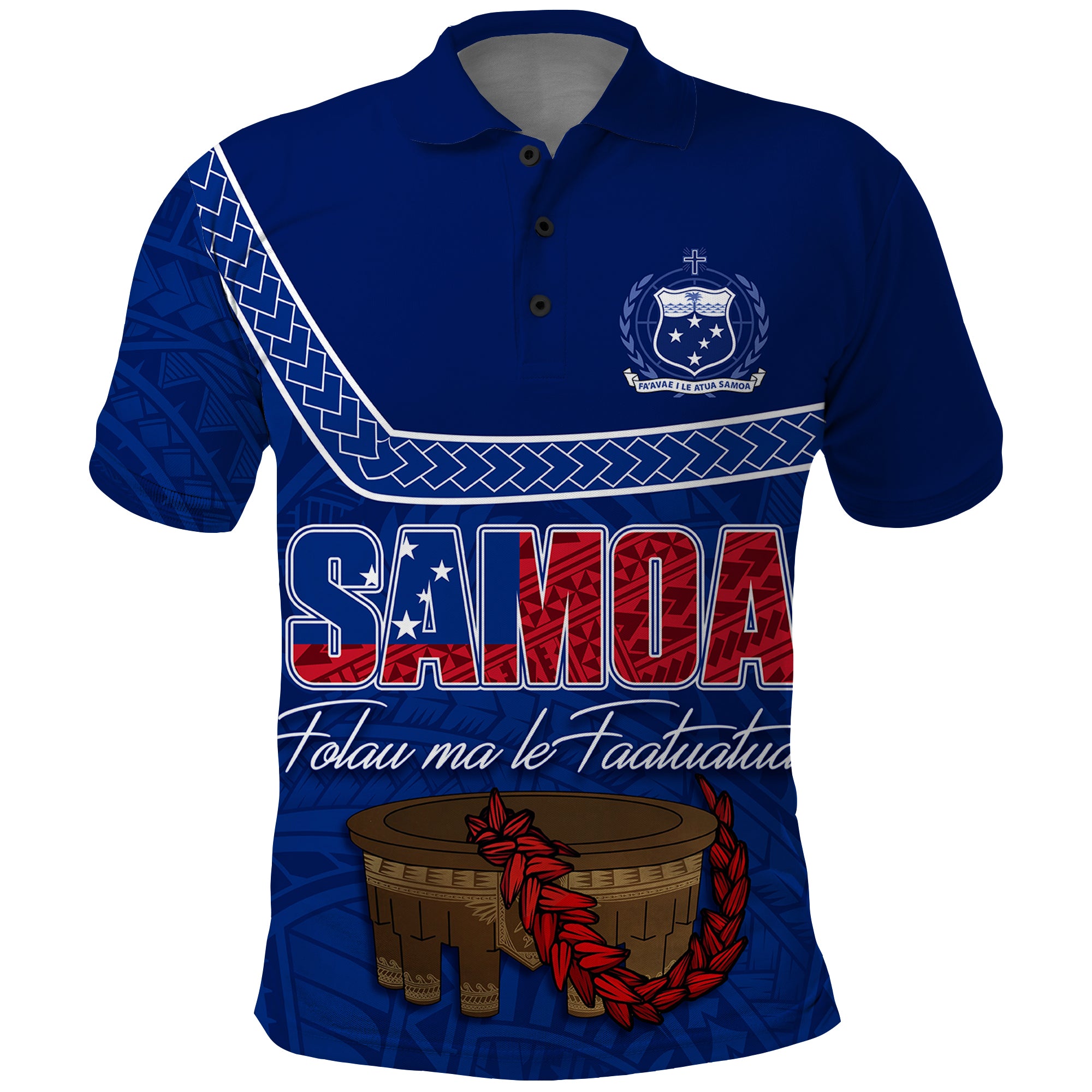 Custom Samoa Independence Day Polo Shirt Kava and Ula Fala Sail With Faith LT7 Blue - Polynesian Pride