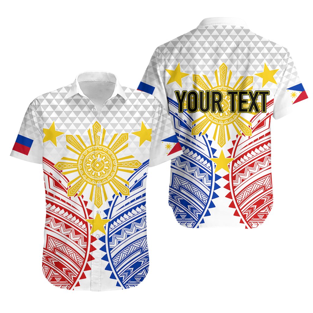 Personalised Philippines Independence Day Hawaiian Shirt Tribal Sun and Stars Ver 01 LT7 White - Polynesian Pride