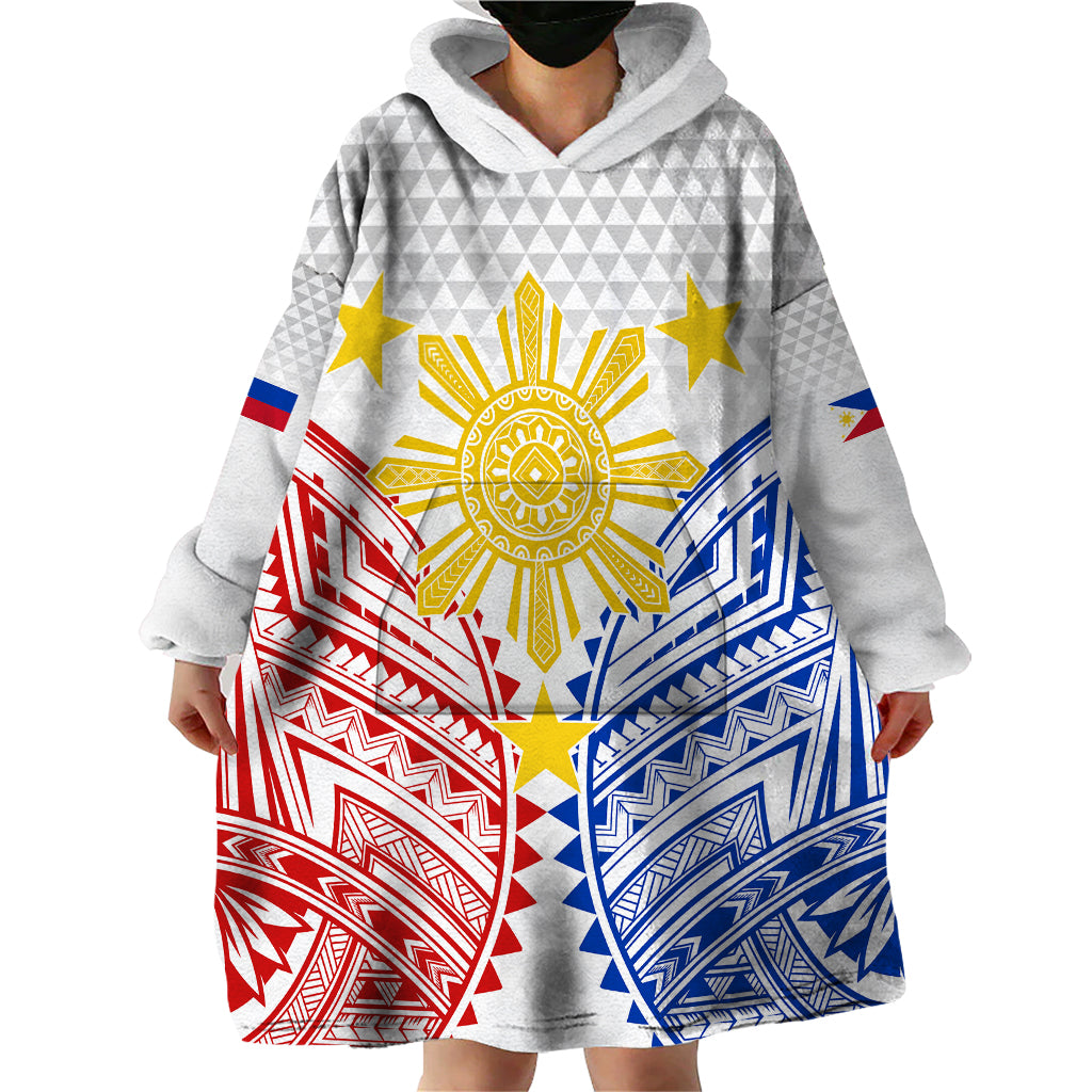 Personalised Philippines Independence Day Wearable Blanket Hoodie Tribal Sun and Stars Ver 01 LT7 - Polynesian Pride