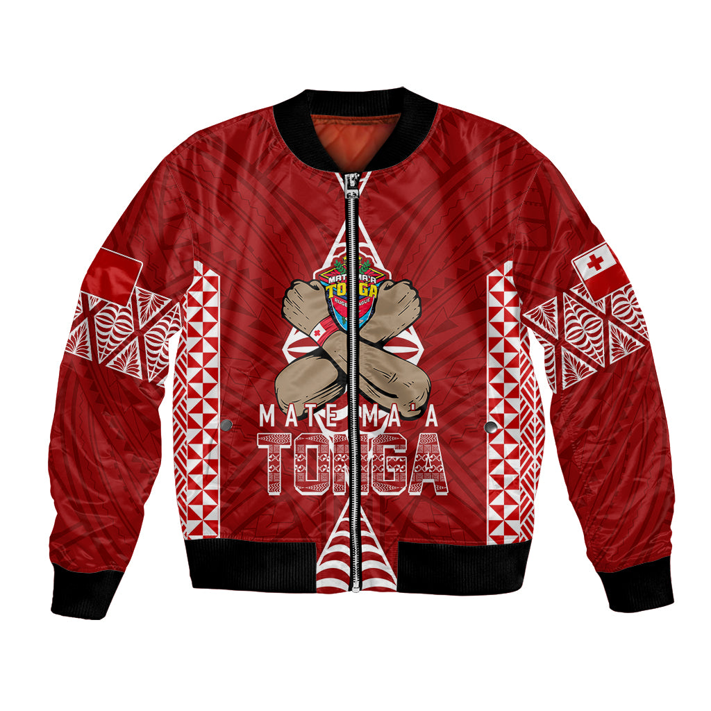 Personalised Tonga Rugby Bomber Jacket Mate Ma'a Tonga Independence Day LT7 Unisex Red - Polynesian Pride