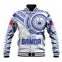 Personalised Samoa Rugby Baseball Jacket Manu Samoa Gradient White LT7 Unisex White - Polynesian Pride