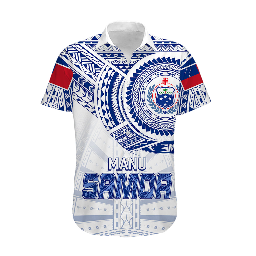 Personalised Samoa Rugby Hawaiian Shirt Manu Samoa Gradient White LT7 - Polynesian Pride