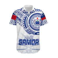 Personalised Samoa Rugby Hawaiian Shirt Manu Samoa Gradient White LT7 - Polynesian Pride