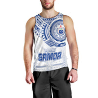 Personalised Samoa Rugby Men Tank Top Manu Samoa Gradient White LT7 - Polynesian Pride