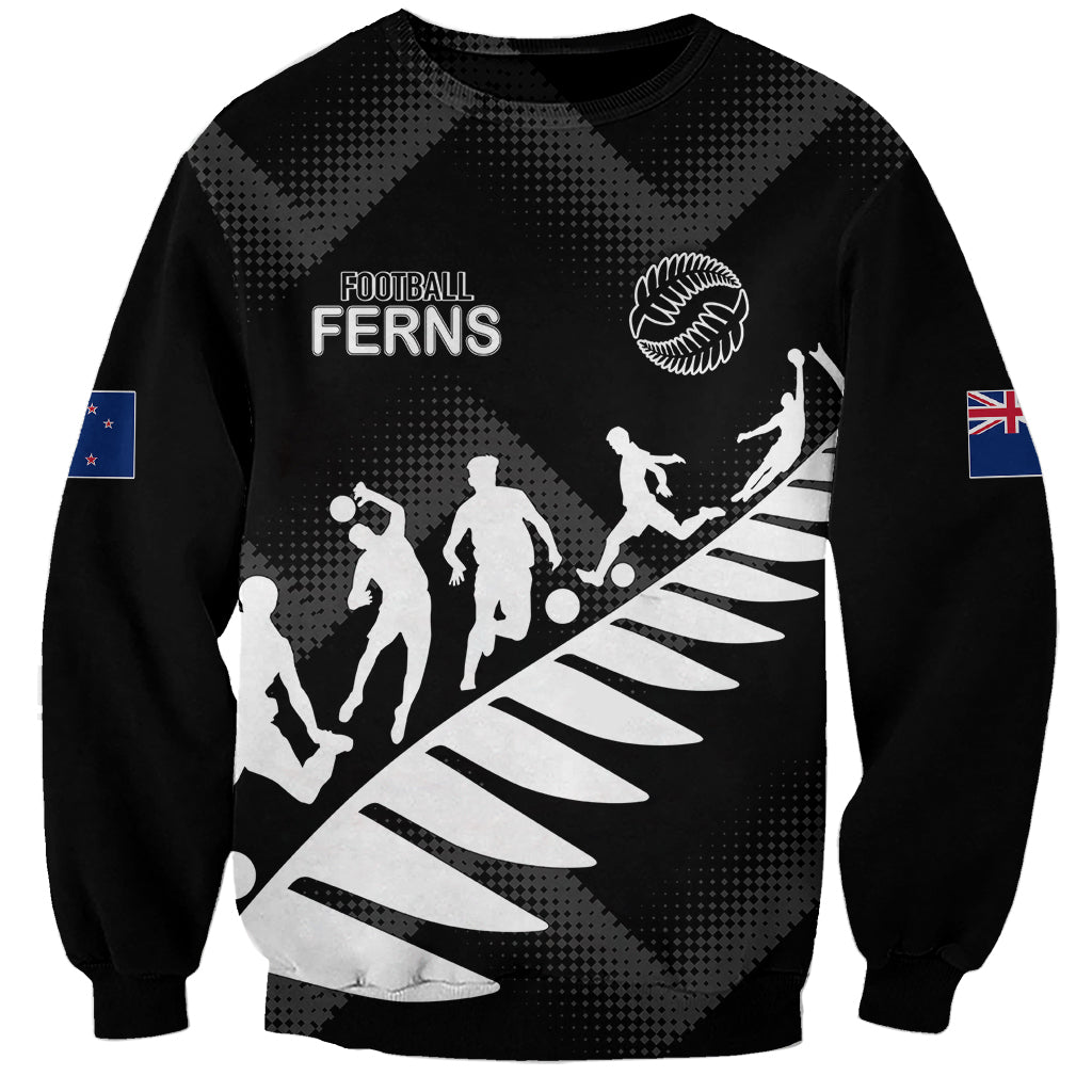 Personalised New Zealand Football Ferns Sweatshirt Women's World Cup 2023 Sporty Vibes LT7 Unisex Black - Polynesian Pride