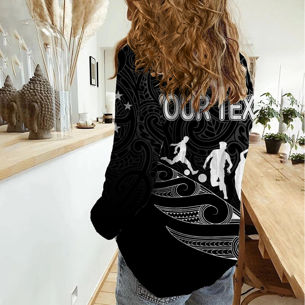 Personalised New Zealand Football Ferns Women Casual Shirt Women's World Cup 2023 Tribal Koru Pattern LT7 - Polynesian Pride