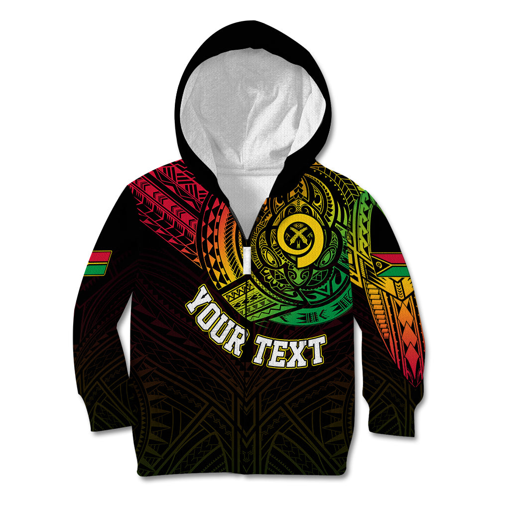 Personalised Vanuatu Kid Hoodie Turtle Chest Tattoo Flag Color LT7 - Polynesian Pride