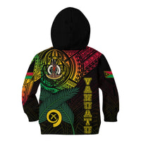 Personalised Vanuatu Kid Hoodie Turtle Chest Tattoo Flag Color LT7 Zip Hoodie Black - Polynesian Pride