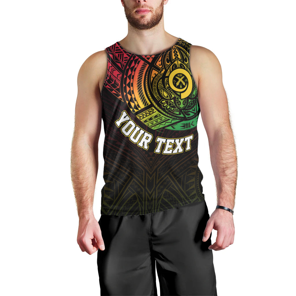 Personalised Vanuatu Men Tank Top Turtle Chest Tattoo Flag Color LT7 - Polynesian Pride