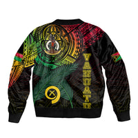 Personalised Vanuatu Sleeve Zip Bomber Jacket Turtle Chest Tattoo Flag Color LT7 - Polynesian Pride