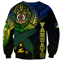 Personalised Vanuatu Sweatshirt Turtle Chest Tattoo Flag Color - Malampa LT7 - Polynesian Pride