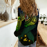 Personalised Vanuatu Women Casual Shirt Turtle Chest Tattoo Flag Color - Malampa LT7 - Polynesian Pride