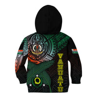 Personalised Vanuatu Kid Hoodie Turtle Chest Tattoo Flag Color - Penama LT7 Zip Hoodie Black - Polynesian Pride