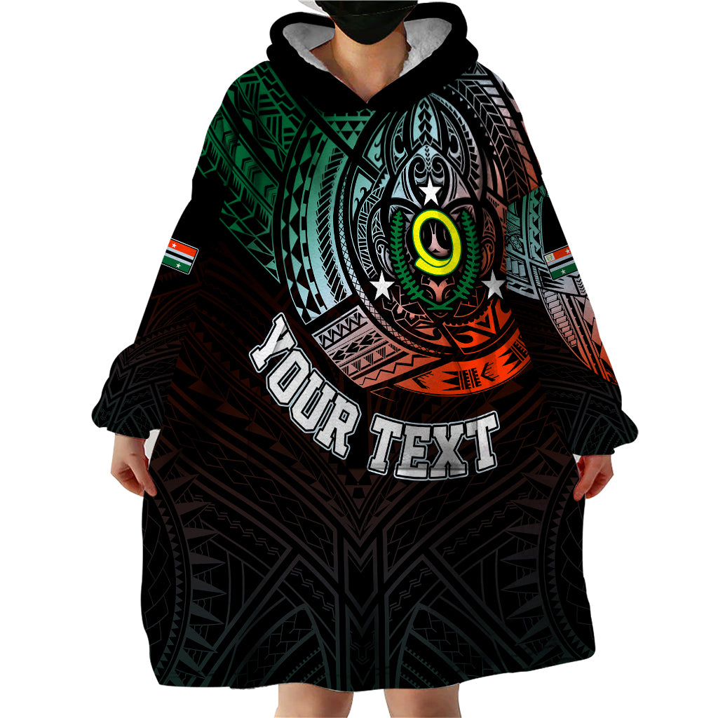 Personalised Vanuatu Wearable Blanket Hoodie Turtle Chest Tattoo Flag Color - Penama LT7 - Polynesian Pride
