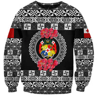 (Custom Personalised) Tonga Emancipation Day Sweatshirt Independence Day - Simple Ngatu Heilala Flower - Black LT8 Unisex Black - Polynesian Pride