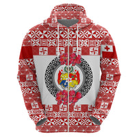 Custom Tonga Hoodie Emancipation Day Simple Ngatu Heilala Flower White Red LT8 - Polynesian Pride