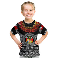 (Custom Personalised) Tonga Emancipation Day Kid T Shirt Independence Day - Fancy Kahoa Heilala Flower - Black LT8 Youth XL Size14 - Polynesian Pride