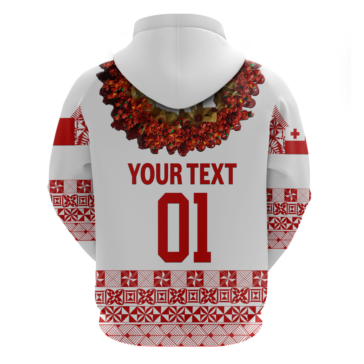 Custom Tonga Hoodie Emancipation Day Fancy Kahoa Heilala Flower White Red LT8 - Polynesian Pride