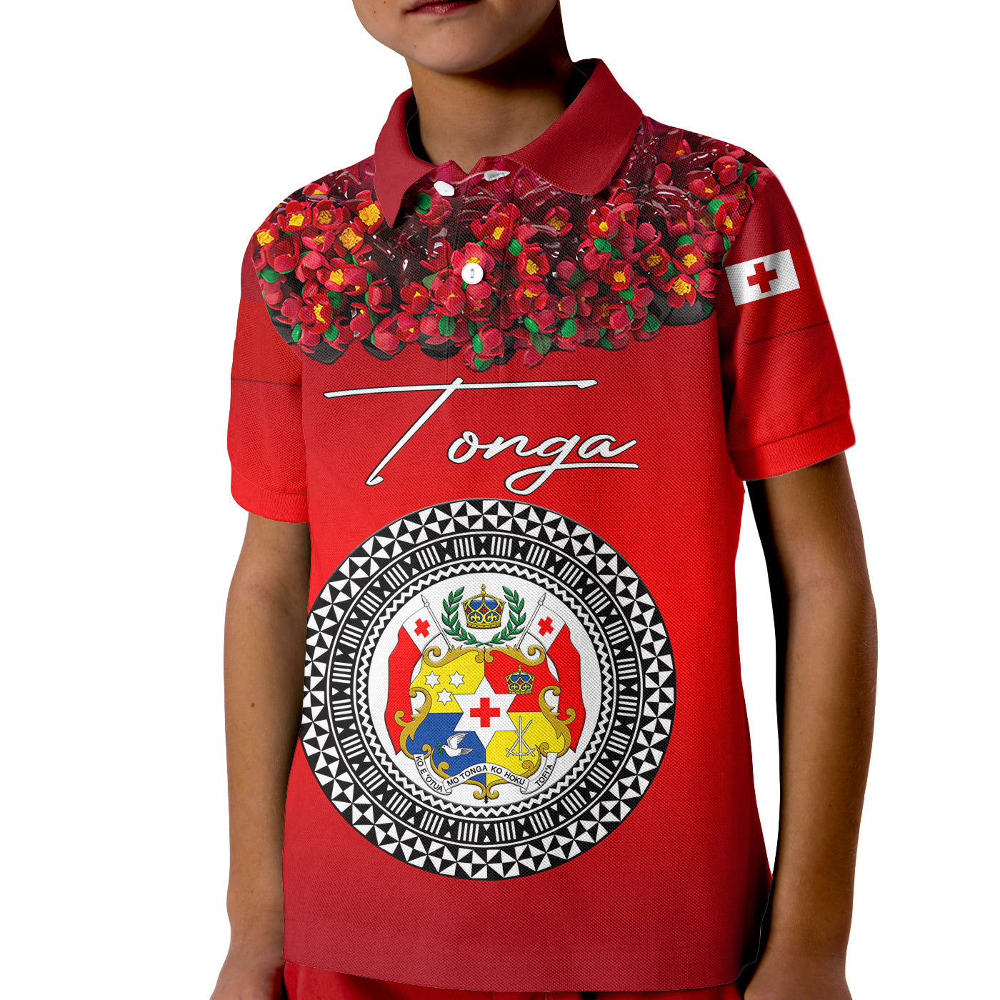 (Custom Personalised) Tonga Emancipation Day Kid Polo Shirt Independence Day - Unique Kahoa Heilala Flower - Red LT8 Kid Red - Polynesian Pride