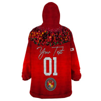 (Custom Personalised) Tonga Emancipation Day Wearable Blanket Hoodie Independence Day - Unique Kahoa Heilala Flower - Red LT8 - Polynesian Pride