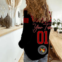 (Custom Personalised) Tonga Emancipation Day Women Casual Shirt Independence Day - Unique Kahoa Heilala Flower - Black LT8 - Polynesian Pride