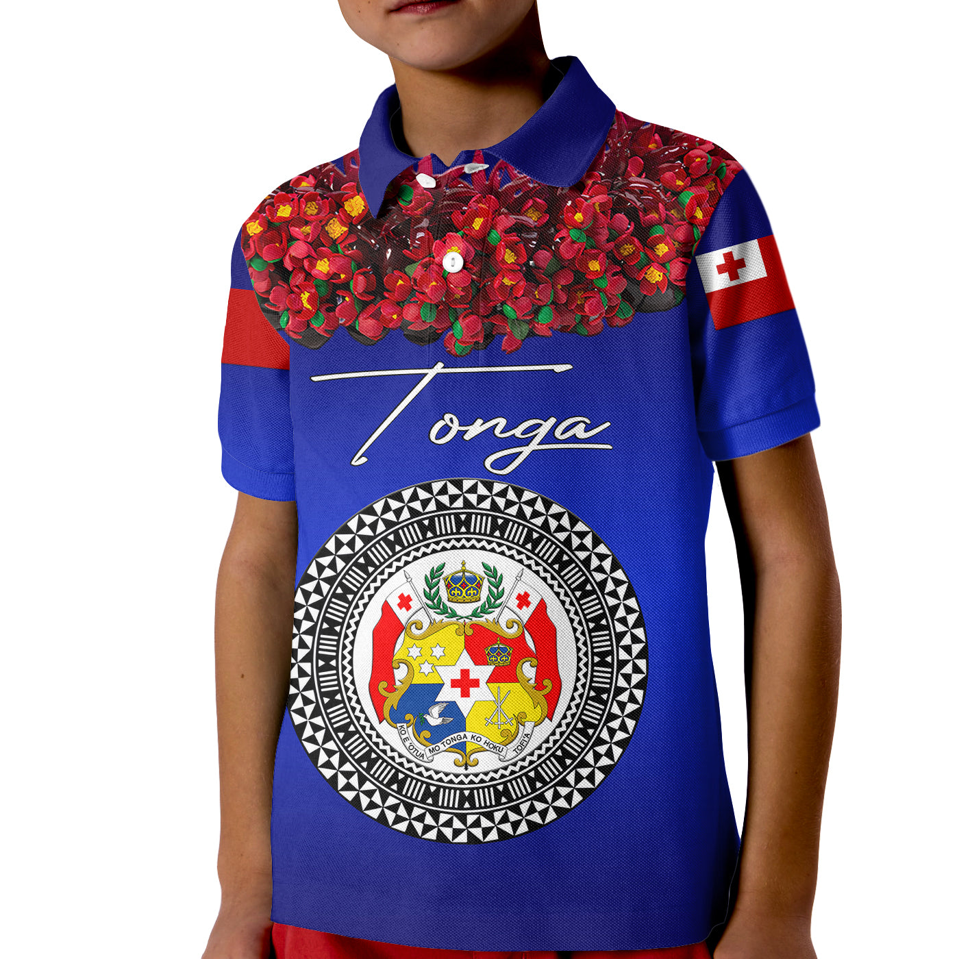 (Custom Personalised) Tonga Emancipation Day Kid Polo Shirt Independence Day - Unique Kahoa Heilala Flower - Blue LT8 Kid Blue - Polynesian Pride