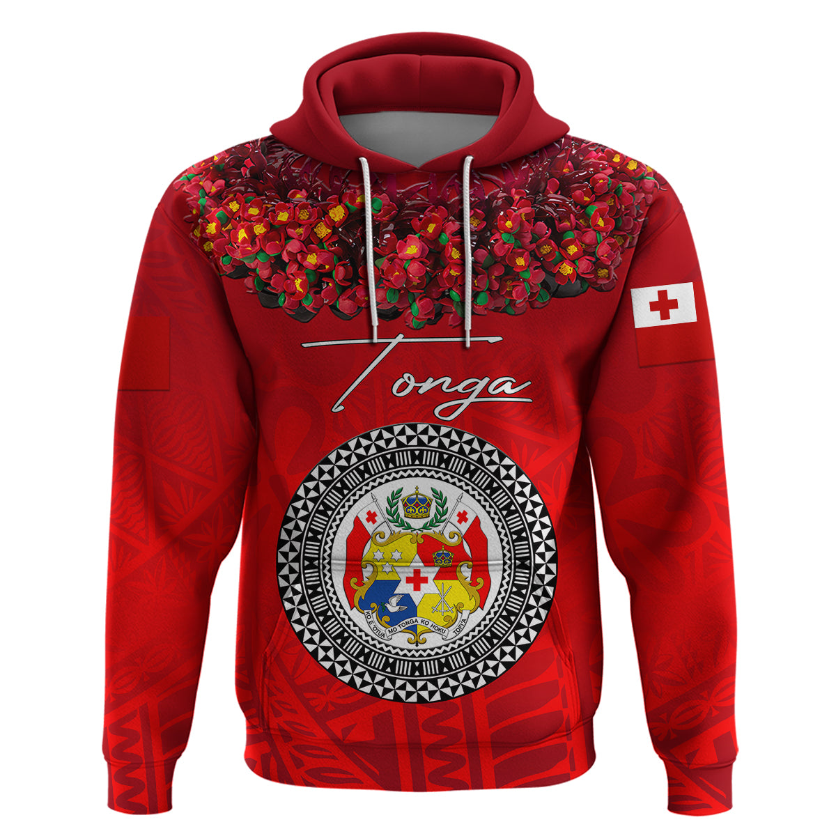 Custom Tonga Hoodie Emancipation Day Kupesi Kahoa Heilala Flower Red LT8 - Polynesian Pride