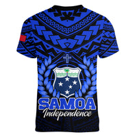 Samoa Independence Day Women V Neck T Shirt Ulafa Polynesian Unique Blue No1 LT9 - Polynesian Pride