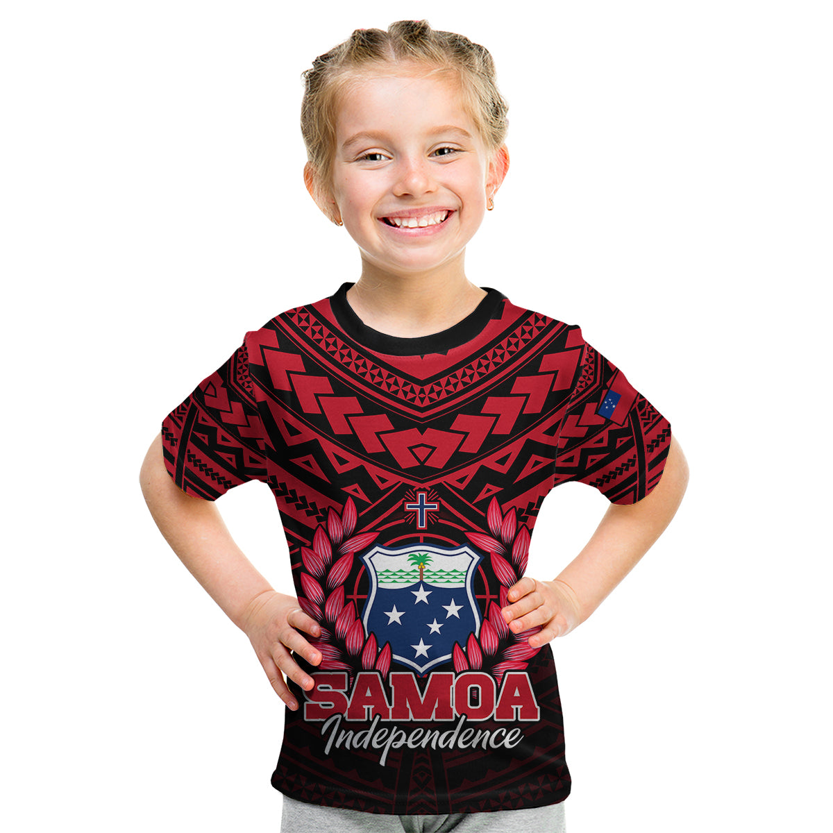 (Custom Personalised) Samoa Independence Day Kid T Shirt Ulafa Polynesian Unique Red No1 LT9 - Polynesian Pride