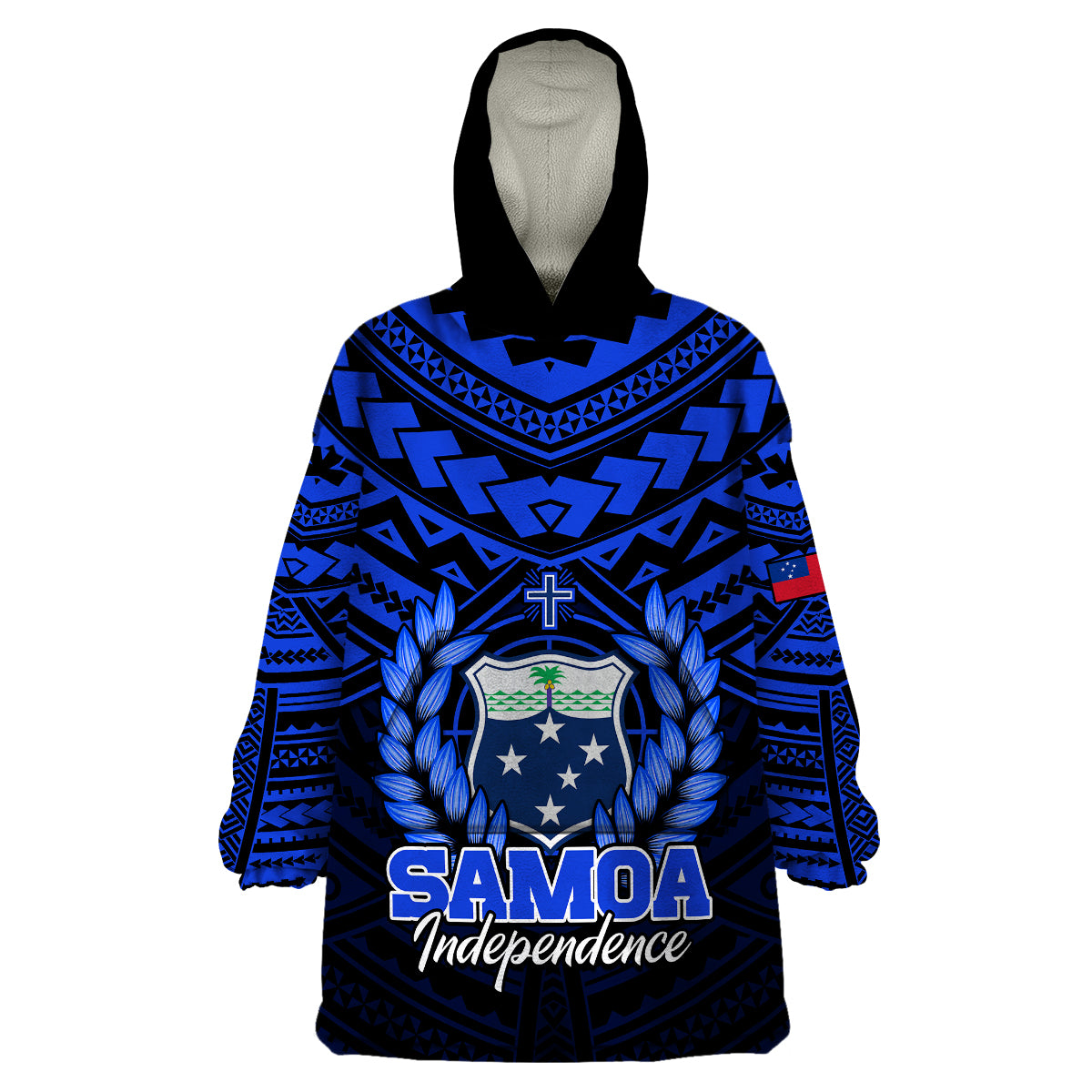 (Custom Personalised) Samoa Independence Day Wearable Blanket Hoodie Ulafa Polynesian Unique Blue No1 LT9 Unisex One Size - Polynesian Pride