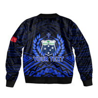(Custom Personalised) Samoa Independence Day Sleeve Zip Bomber Jacket Ulafa Polynesian Unique Blue No2 LT9 - Polynesian Pride