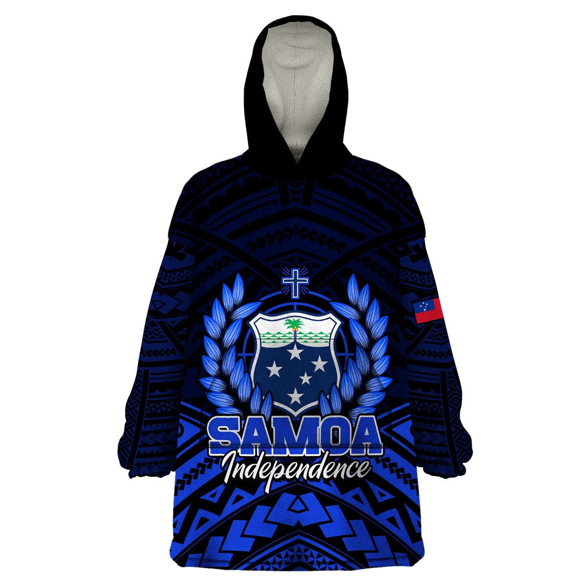 (Custom Personalised) Samoa Independence Day Wearable Blanket Hoodie Ulafa Polynesian Unique Blue No2 LT9 Unisex One Size - Polynesian Pride