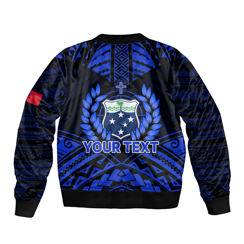 (Custom Personalised) Samoa Independence Day Sleeve Zip Bomber Jacket Ulafa Polynesian Unique Blue No3 LT9 - Polynesian Pride